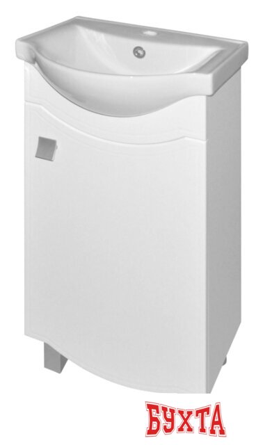 Мебель для ванных комнат Гамма Тумба 21оф2/1 У-45 с умывальником Базик-7045 (фрезеровка)