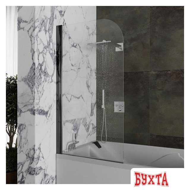 Стеклянная шторка для ванны Roxen Brimen 52010-80B 80х140