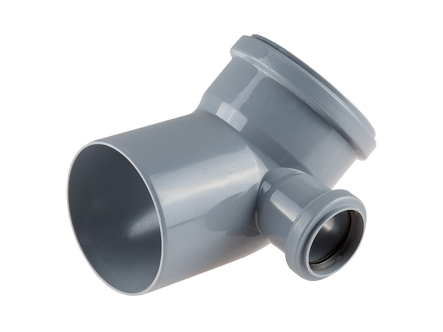 Политэк, канализация, Отвод 110х45 с выходом 50 (правый) "Политэк", стр. пр. Россия