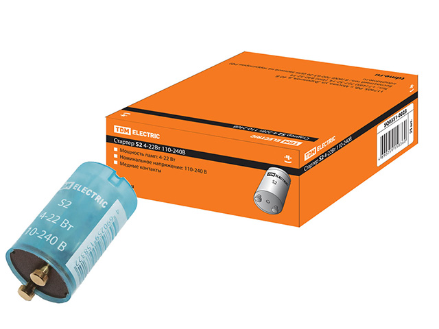 Стартер S2 4-22Вт 110-240В мед. контакты TDM, арт.SQ0351-0023