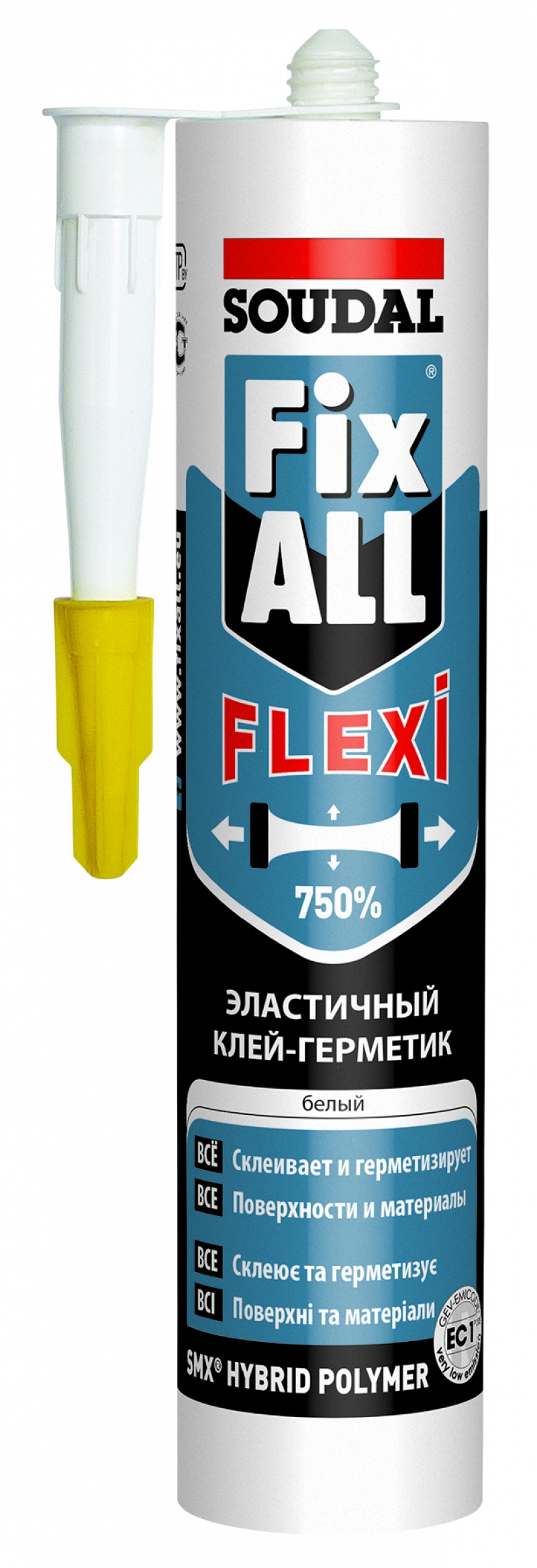 Клей-герметик гибридный "Soudal" Fix All Flexi белый 290мл, арт.5411183083301