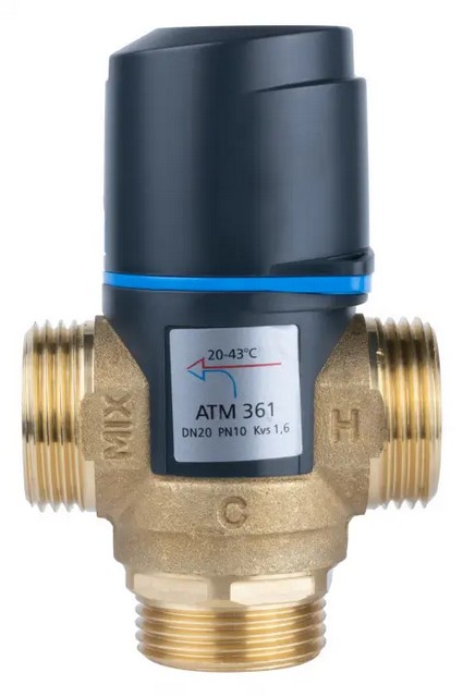 Клапан термостатический 3-х ходовой ATM 361 1" НР, 20-43 С,kvs 1,6, 1236110, Германия