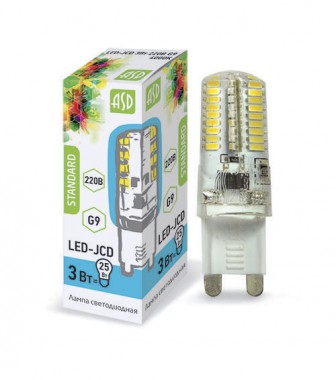 Лампа светодиодная G9 3Вт 230В 4000К, ASD
