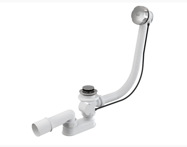 Сифон для ванны автомат комплект металл (длина 80 cм), Alcaplast, арт.A55K-80