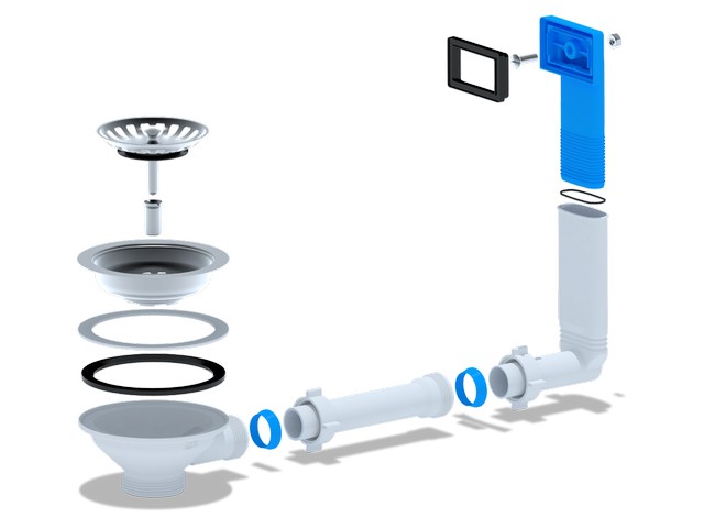 Перелив Ани для мойки 3 1/2" спрямоуг.верт. корпусом, стр. пр. Россия. Артикул N305S