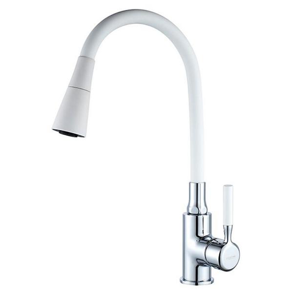 Ledeme L4199-3 Смеситель для кухни с гибким изливом БЕЛЫЙ (10)