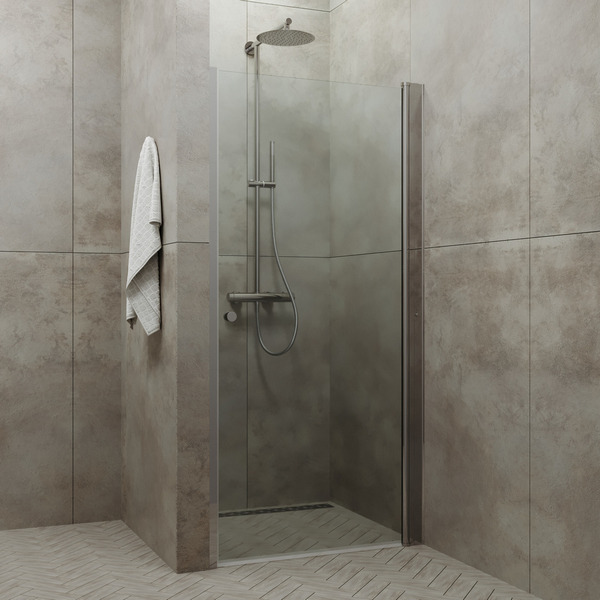 Дверь душевая "Уно" 90*185, хром, прозр.(1 место)