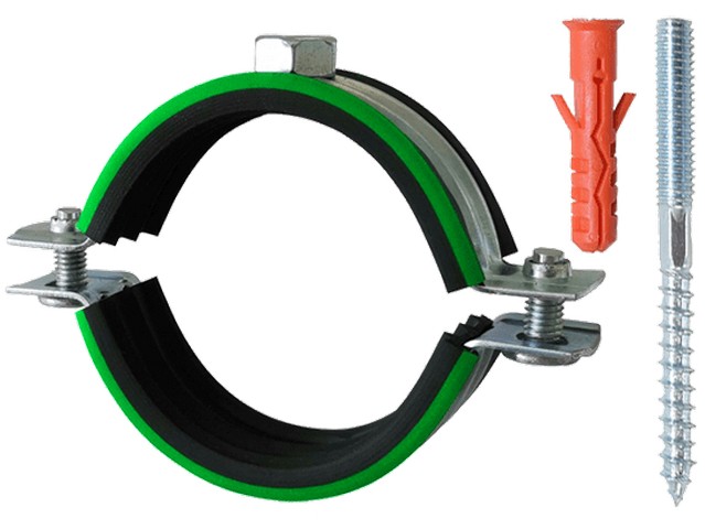 Комплект/ Хомут сантехнический Mayer со шпилькой 8х80 и дюбелем д/труб 2" (60-65мм) гайка М8