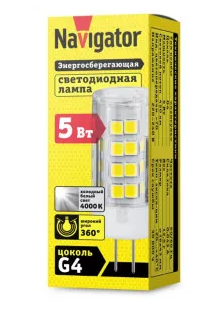 Лампа светодиодная G4 5Вт 220В 4000К, Navigator, арт.61484