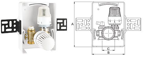 Терморегулирующий модуль для теплого пола PROFACTOR с термостат.клапаном (4) PFRVT666  / (Китай)