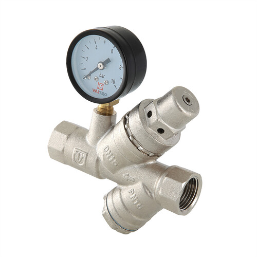 Подпиточный клапан с фильтром и манометром 1/2" VALTEC VT.515.N.04, страна происх. Китай