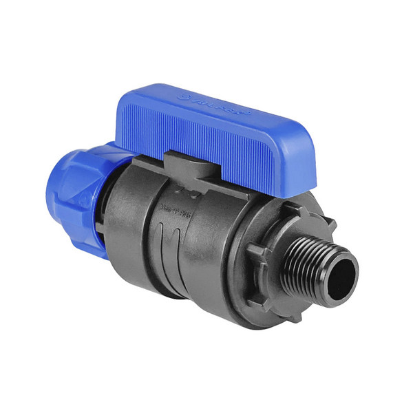 Кран шаровой ПНД компрессионный цанга — наружная резьба разборный 32х3/4" (24/4) (Valfex)