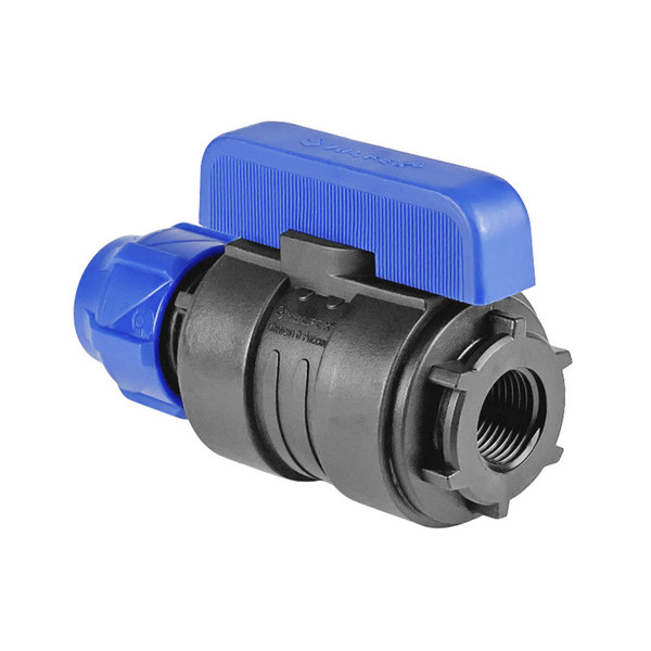 Кран шаровой ПНД компрессионный цанга — внутренняя резьба разборный 25х1/2" (35/7) (Valfex)