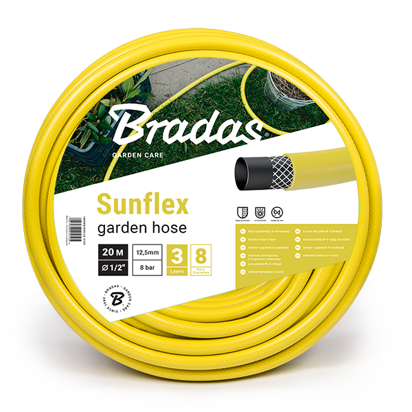 Шланг ПВХ поливочный армированный BRADAS SUNFLEX 1/2" бухта 20м