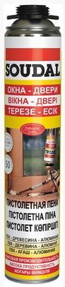 Монтажная пена пистолетная "Soudal" ОКНА ДВЕРИ 750 мл, 5411183059160