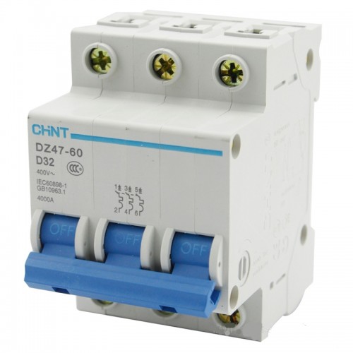 Автоматический выключатель DZ47-60 3P 6A 4,5KA х-ка D (CHINT), арт.188081