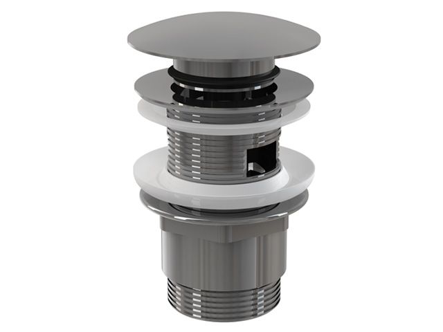 Водослив для умывальника click/clack 5/4, цельнометаллический с большой заглушкой, Alcaplast, A390