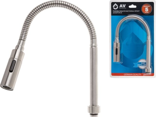 Излив гибкий с двухрежимной лейкой для смесителя, хром, AV Engineering, арт.AVZAP-SFLCH