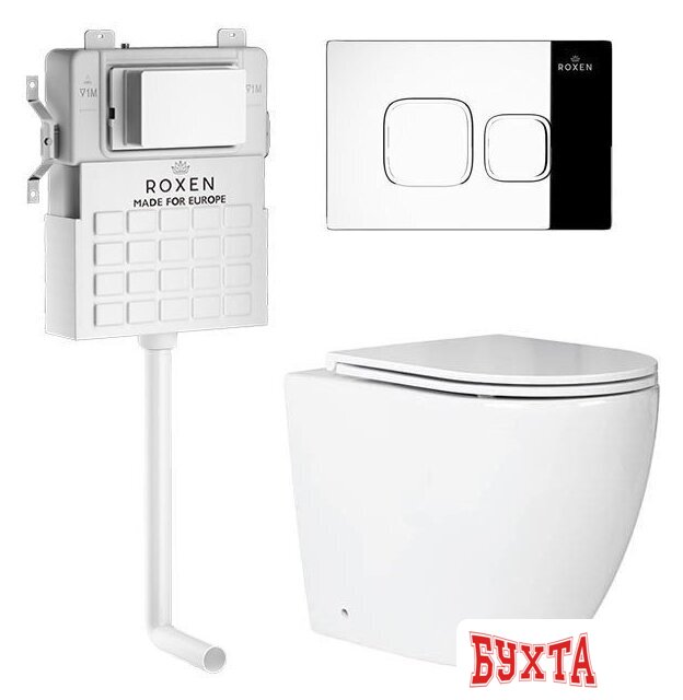 Унитаз подвесной Roxen Attach 966940 (кнопка хром глянец)