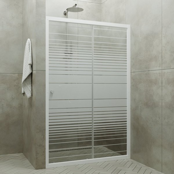 Дверь душевая "Слайд" 100*185, бел, полосы (1 место)