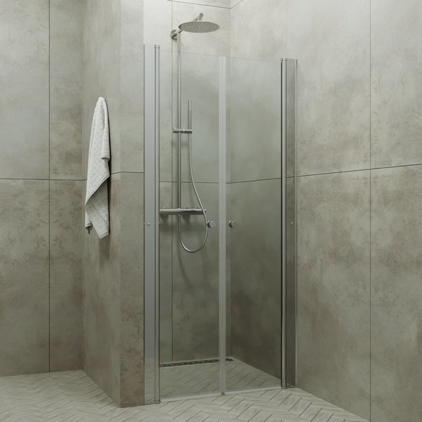 Дверь душевая "Дабл" 90*185, хром, прозр.(1место)