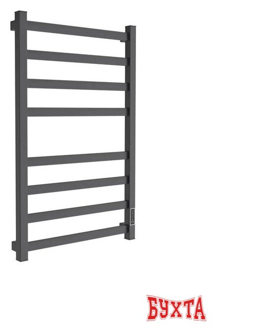 Полотенцесушитель Маргроид Ferrum Вид 81/10 СНШ профильный (перекладины 30x10, 4+4) 80/50 Черный матовый, скрытого монтажа, таймер справа
