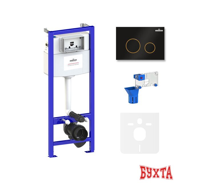 Инсталляция для унитаза Lavinia Boho Relfix 5 в 1 77010053 (матовый черный/золотой глянец пластик)