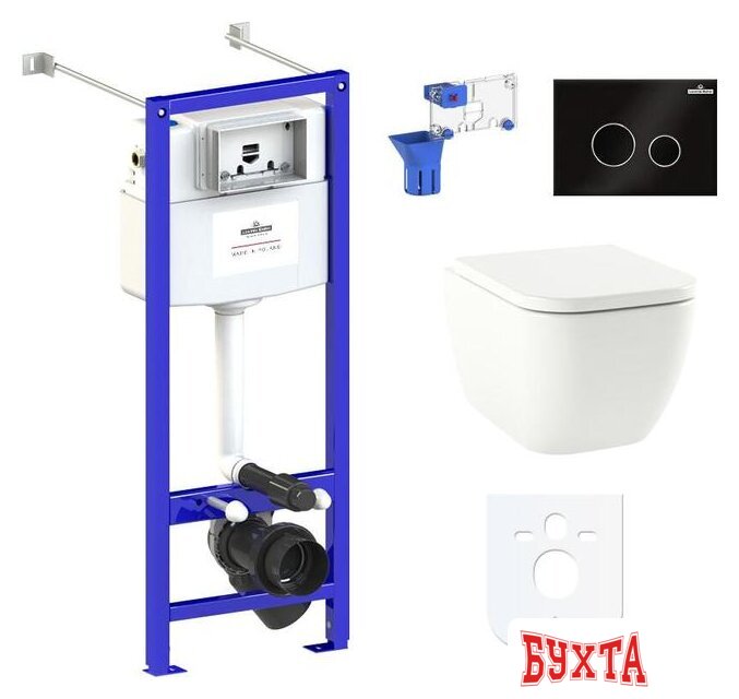 Унитаз подвесной Lavinia Boho Relfix One Compacto 7 в 1 87050156 (черное стекло)