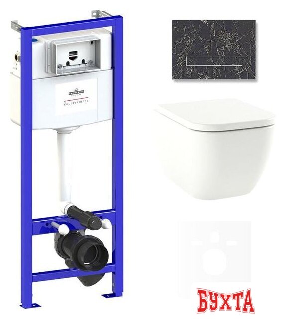 Унитаз подвесной Lavinia Boho Relfix One Compacto 6 в 1 75110082 (greek black иск. камень)