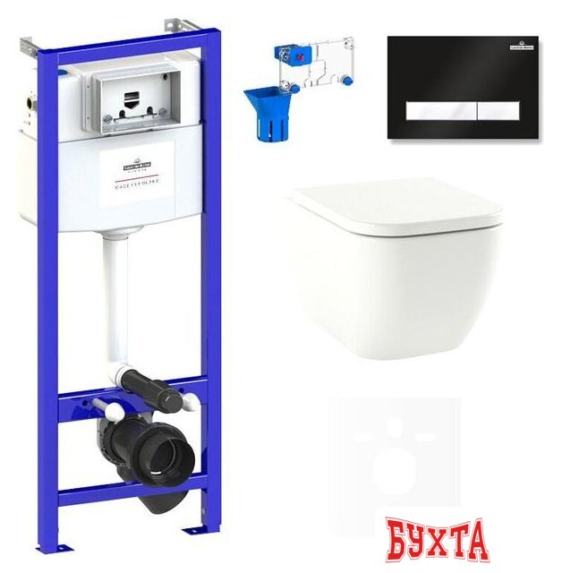 Унитаз подвесной Lavinia Boho Relfix One Compacto 7 в 1 75110089 (черный/белый пластик)