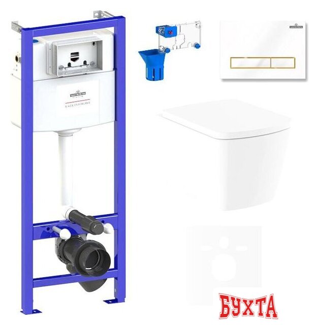 Унитаз подвесной Lavinia Boho Relfix Aveo Rimless 7 в 1 75110266 (белый/золотистый пластик)