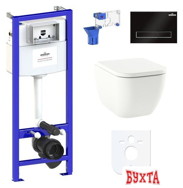 Унитаз подвесной Lavinia Boho Relfix One Rimless 7 в 1 87040076 (черный пластик)