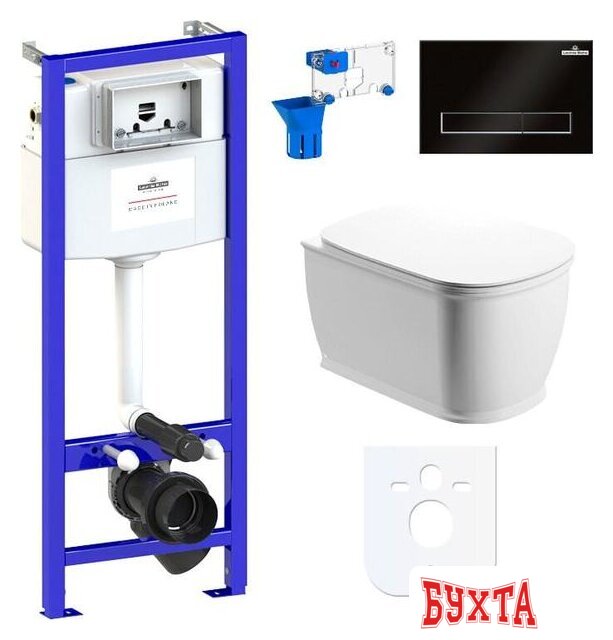 Унитаз подвесной Lavinia Boho Relfix Bell Pro Rimless 7 в 1 87040040 (черный пластик)