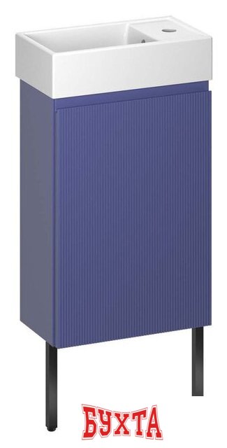 Мебель для ванных комнат Wellsee Тумба под умывальник 3 в 1 WC Area 221804005 (тумба/матовый синий, раковина/глянцевый белый, ножки/матовый черный)