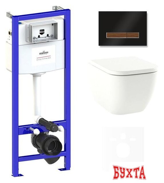 Унитаз подвесной Lavinia Boho Relfix One Rimless 6 в 1 75110110 (черный/темное дерево стекло)