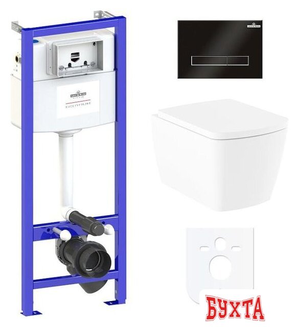 Унитаз подвесной Lavinia Boho Relfix Aveo Rimless 6 в 1 77040130 (черное стекло)