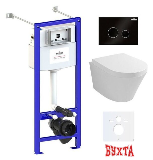 Унитаз подвесной Lavinia Boho Relfix Biore Rimless 6 в 1 77050192 (черное стекло)