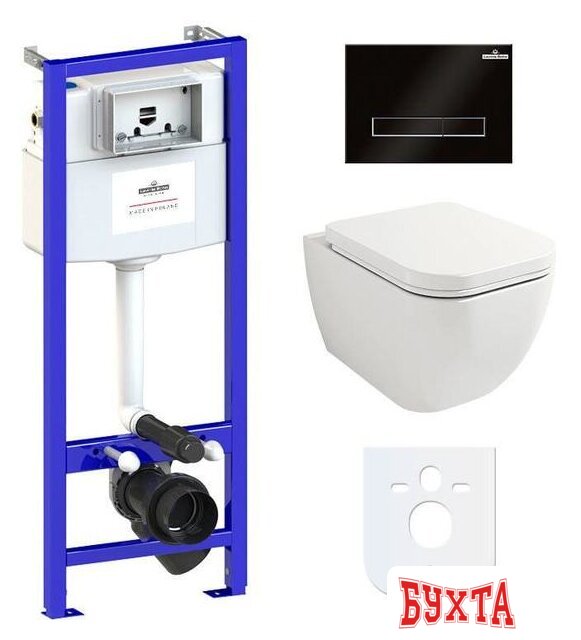 Унитаз подвесной Lavinia Boho Relfix One Compacto 6 в 1 77040070 (черное стекло)