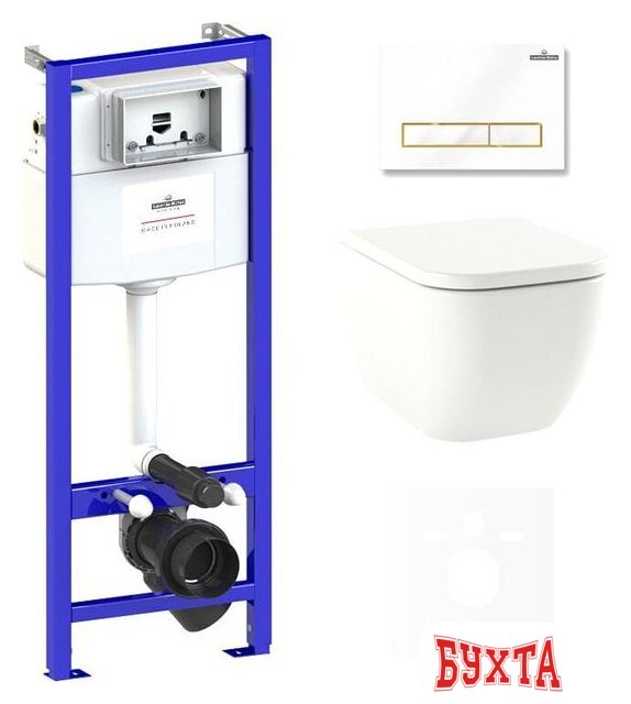 Унитаз подвесной Lavinia Boho Relfix One Rimless 6 в 1 75110113 (белый/золотистый пластик)