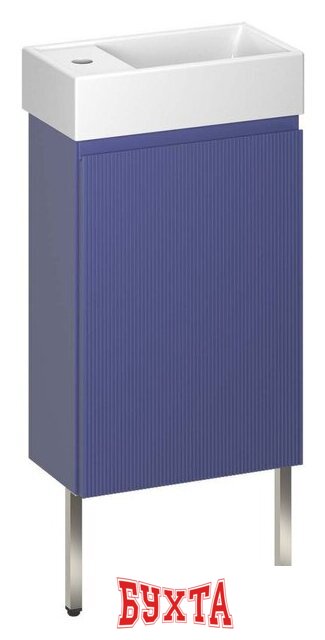 Мебель для ванных комнат Wellsee Тумба под умывальник 3 в 1 WC Area 221804004 (тумба/матовый синий, раковина/глянцевый белый, ножки/нержавеющая сталь)