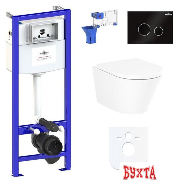 Унитаз подвесной Lavinia Boho Relfix Biore Rimless 7 в 1 87040108 (черное стекло)