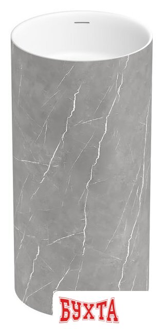 Умывальник Wellsee Chalice Perfection 230618000 (отдельностоящий, без отверстия под смеситель, цвет матовый серый мрамор/глянцевый белый)