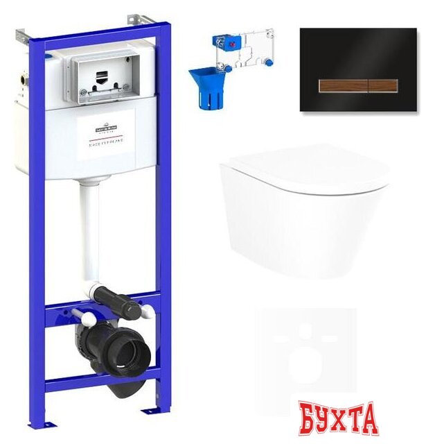 Унитаз подвесной Lavinia Boho Relfix Biore Compacto Rimless 7 в 1 75110161 (черный стекло)