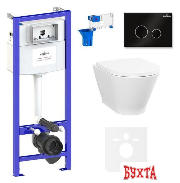 Унитаз подвесной Lavinia Boho Relfix Elegant Rimless 7 в 1 87561099 (черное стекло)