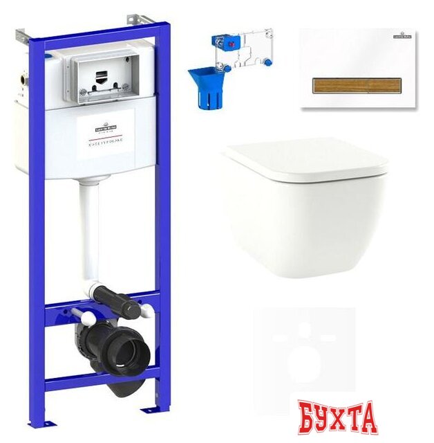 Унитаз подвесной Lavinia Boho Relfix One Rimless 7 в 1 75110125 (белый/светлое дер��во пластик)