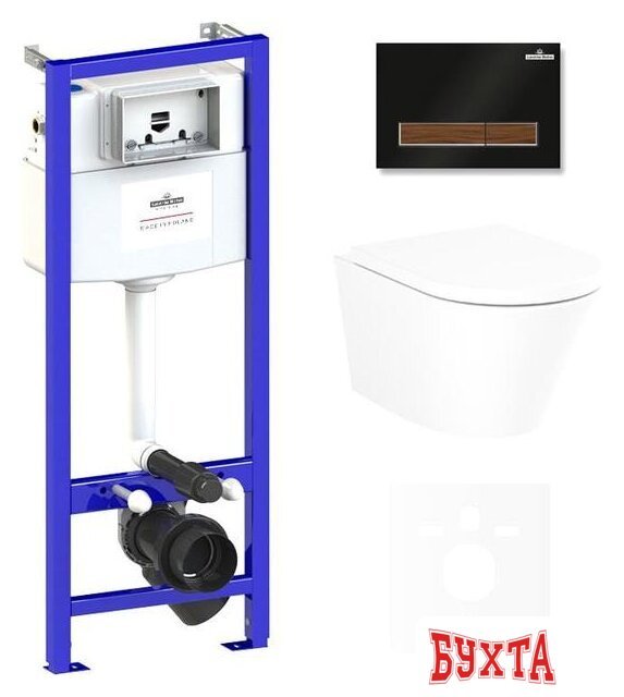 Унитаз подвесной Lavinia Boho Relfix Biore Compacto Rimless 6 в 1 75110141 (черный пластик)