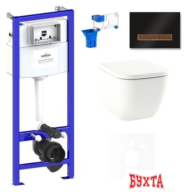 Унитаз подвесной Lavinia Boho Relfix One Rimless 7 в 1 75110127 (черный/темное дерево стекло)