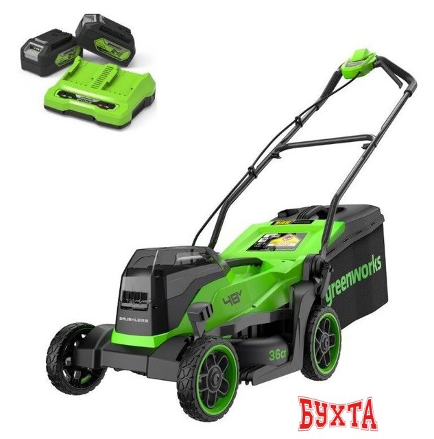 Газонокосилка Greenworks GD24X2LM361K4 2520707UD (с 2-мя АКБ)