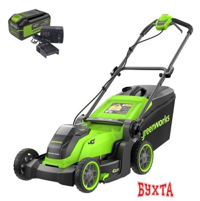 Газонокосилка Greenworks GD40LM411K4 2521007UB (с 1-им АКБ)