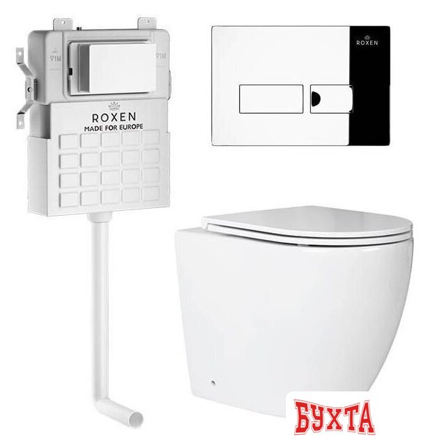 Унитаз приставной Roxen Antares в комплекте с инсталляцией Attach 5 в 1 967038 (кнопка: хром глянцевый)
